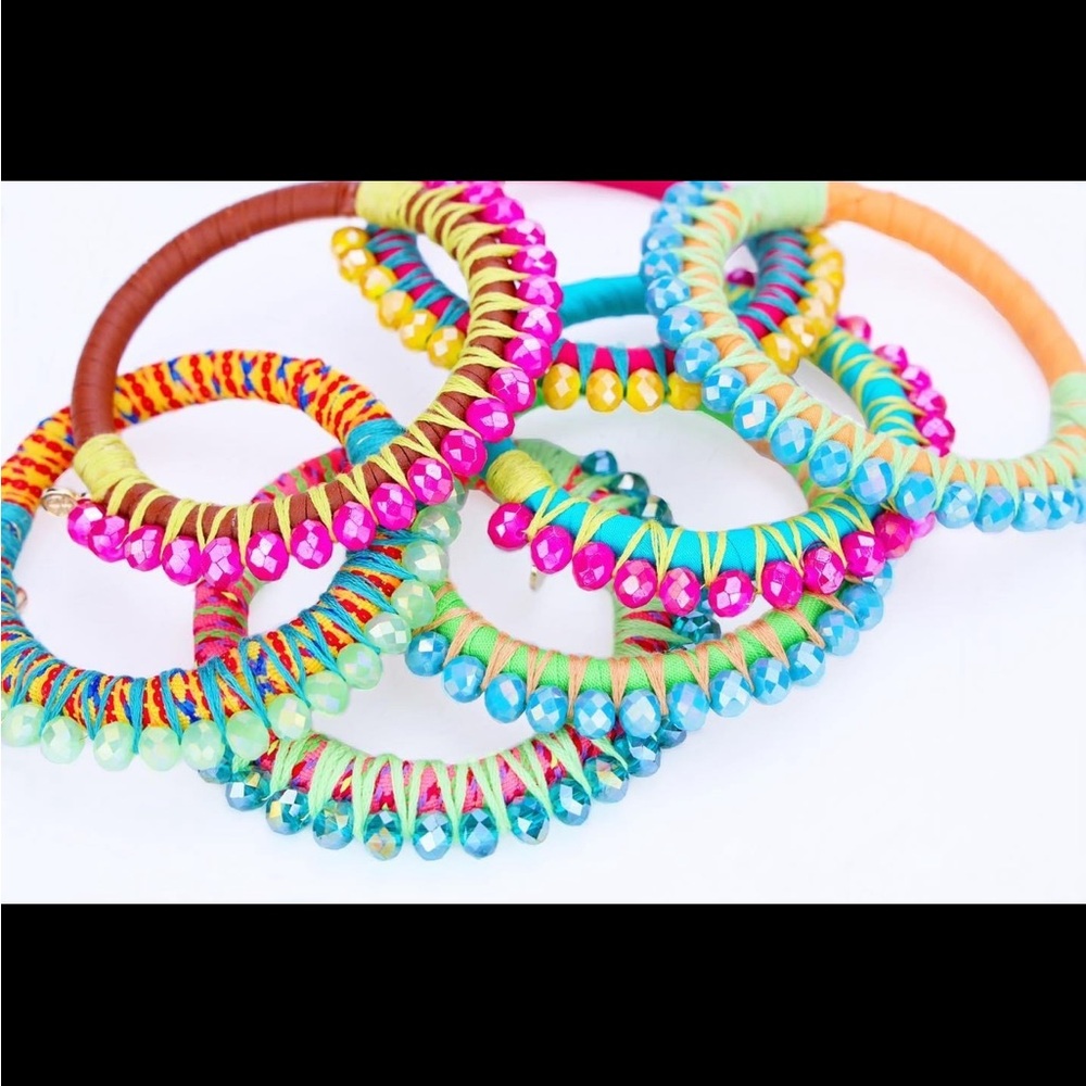 BudhaGirl Turquoise and Yellow Wrapped Bracelet with Green Beads